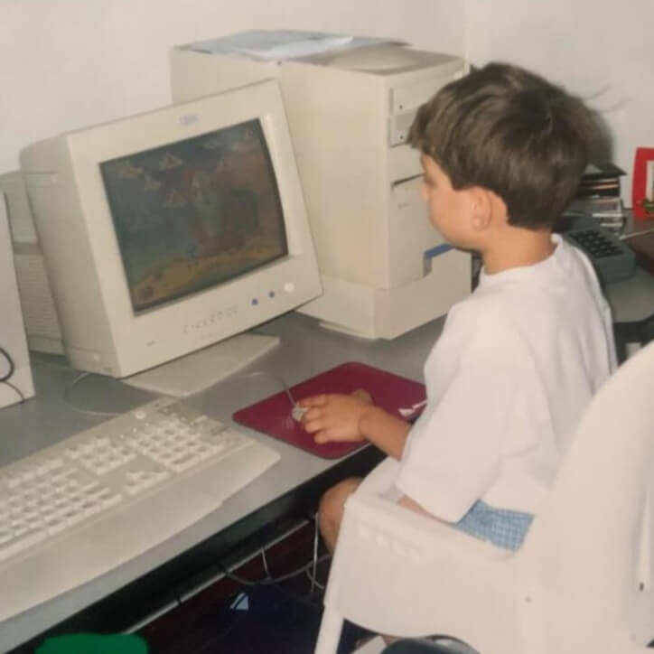 Me as a kid using vintage computer