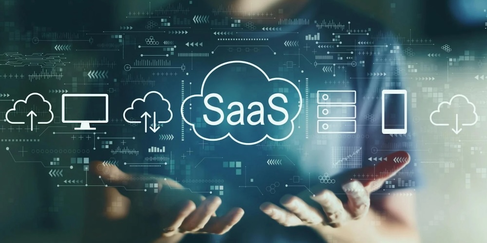 SaaS concept cloud technology graphic